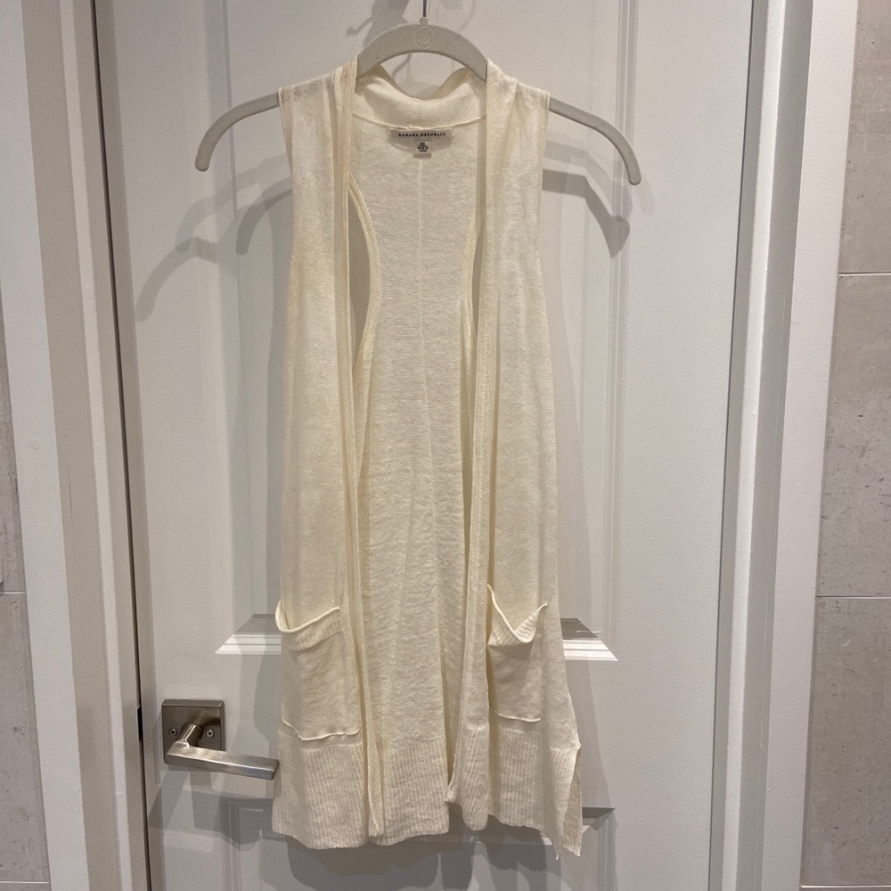 Banana Republic Women’s Open Front Knit Vest Linen XS